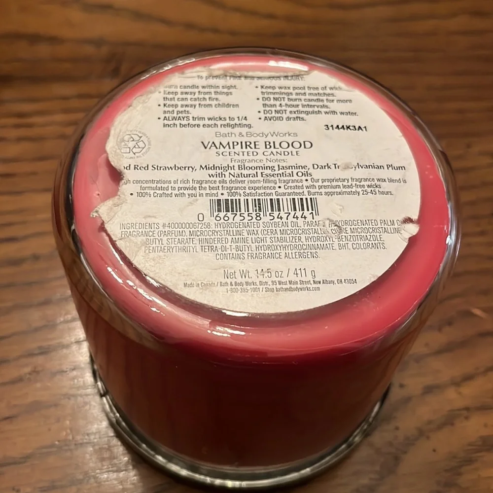 Bath & Body Works Vampire Blood candle and Wicked Vanilla Woods hand soap‎